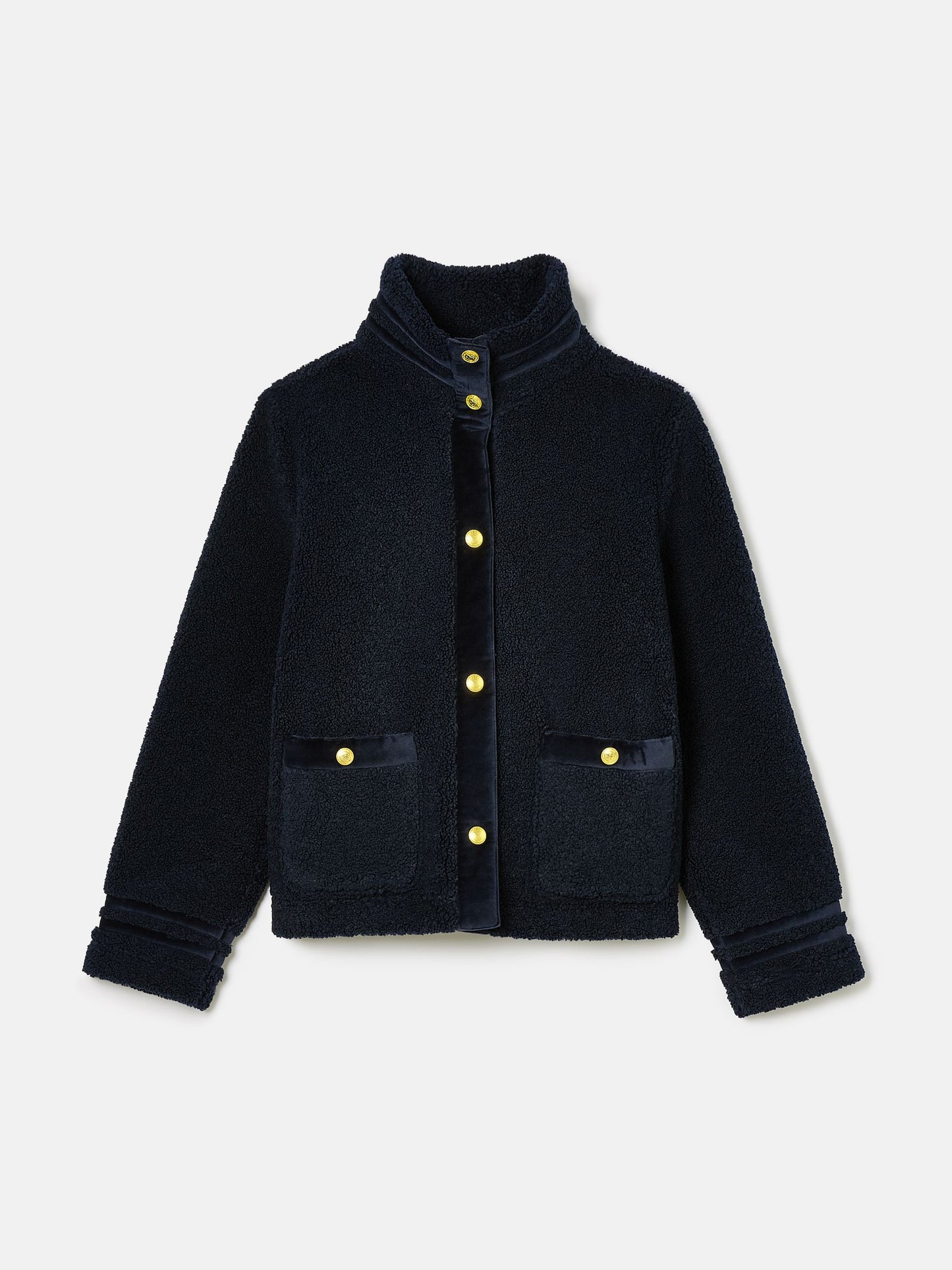 Fleur Navy Blue Fleece Jacket