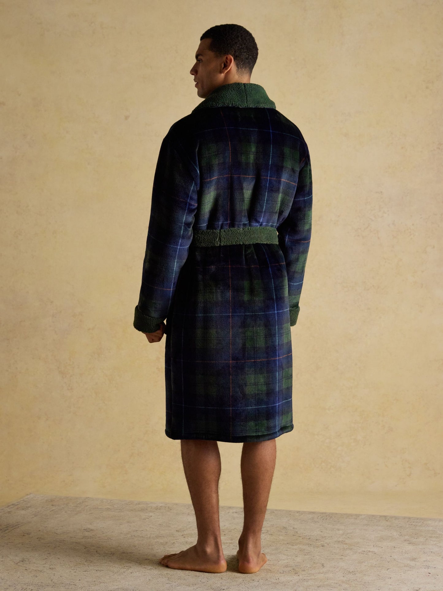Montague Green/Navy Fleece Dressing Gown