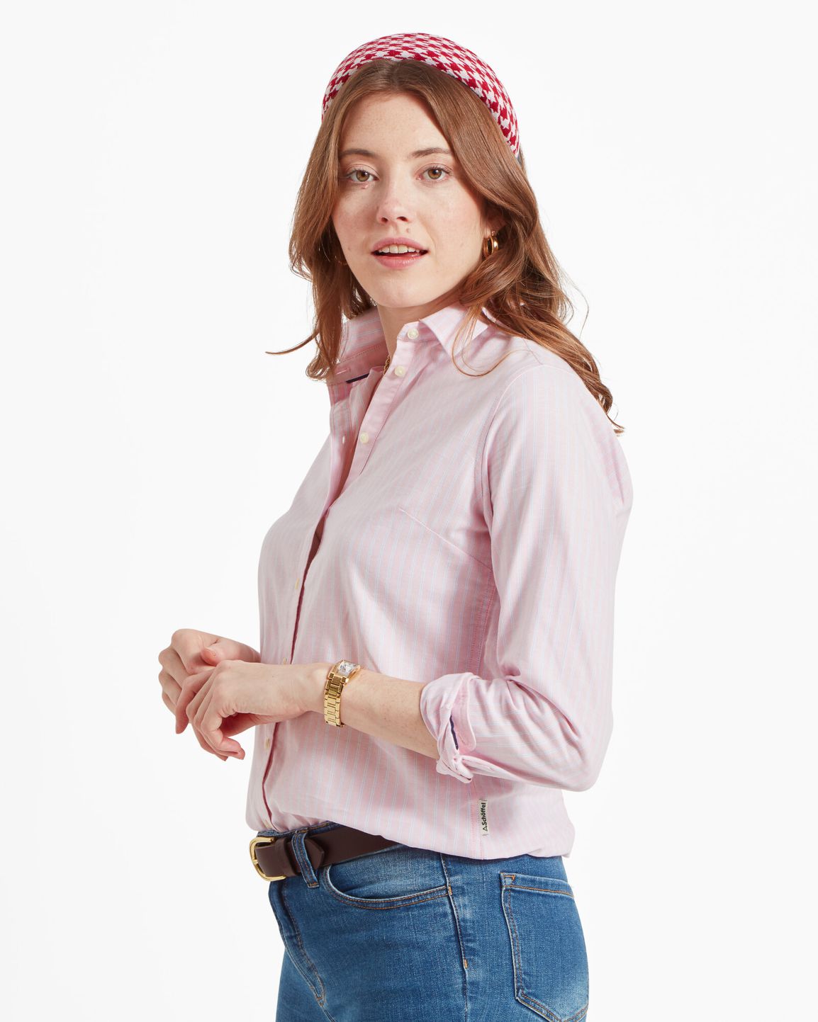 Cley Soft Oxford Shirt Pink/Blue Stripe