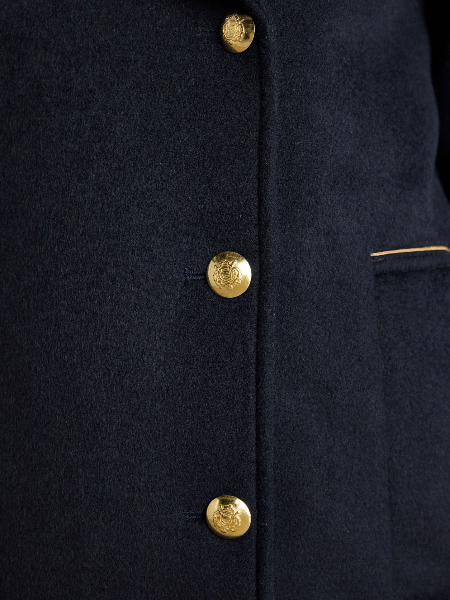 Belchamp Navy Wool Blend Peacoat with Beaded Badge