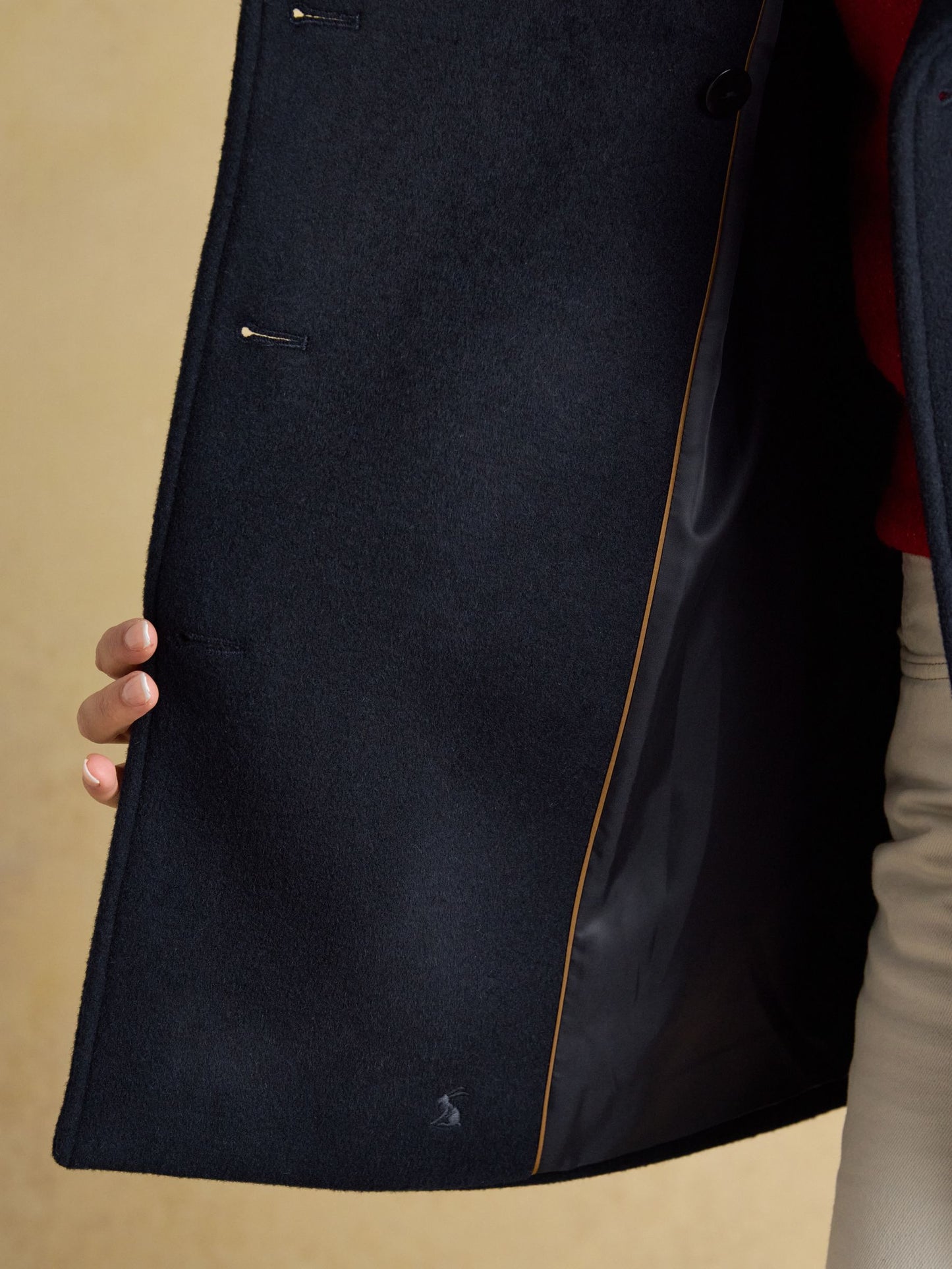 Belchamp Navy Wool Blend Peacoat with Beaded Badge