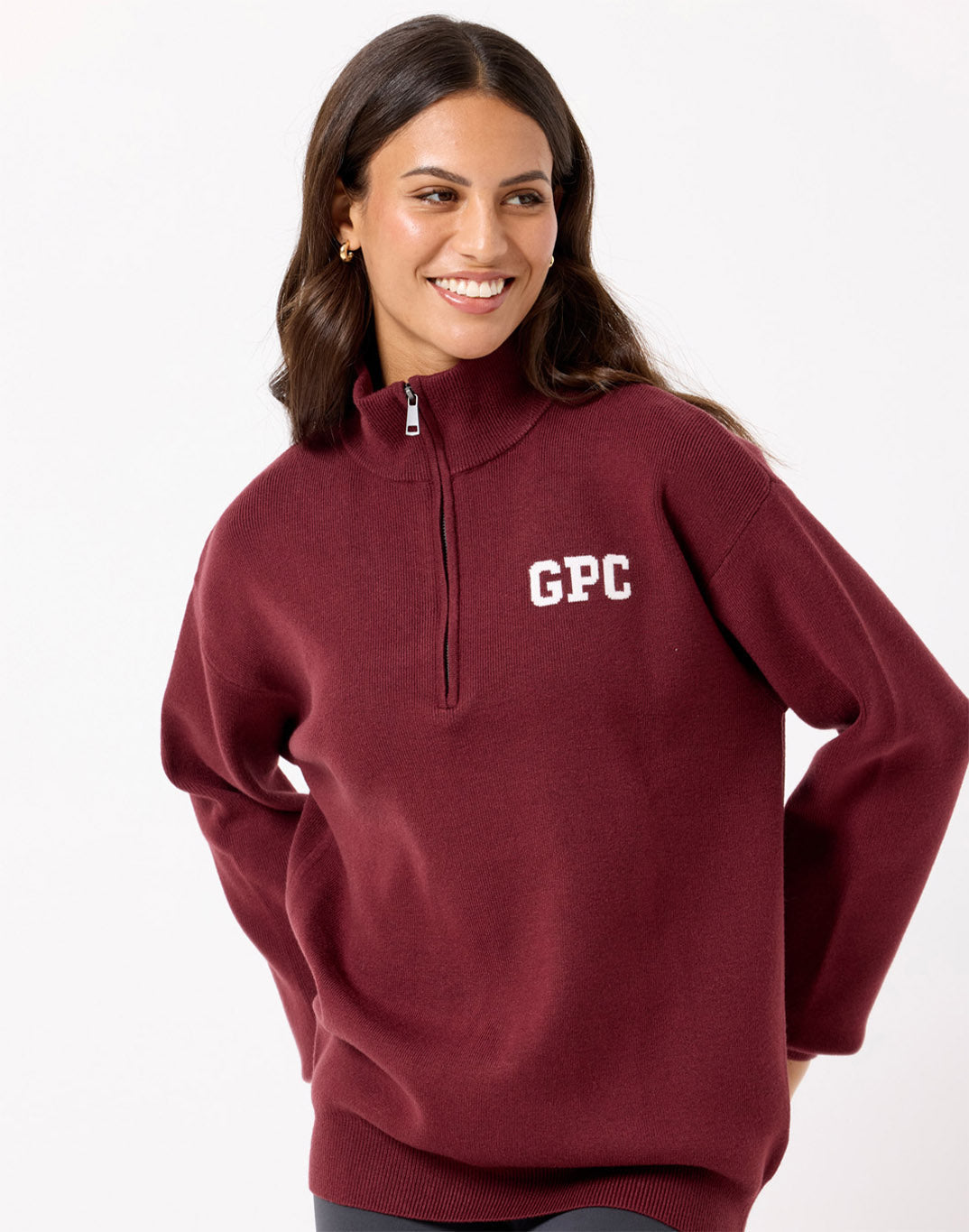 Knit Half Zip Mulberry
