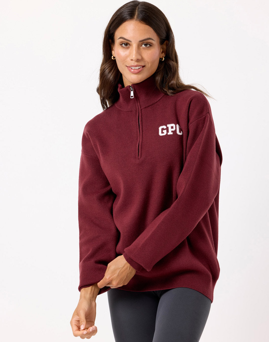 Knit Half Zip Mulberry