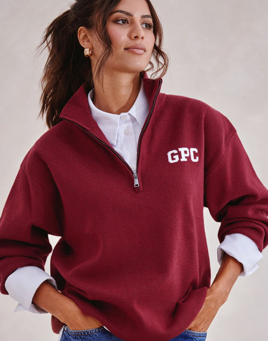 Knit Half Zip Mulberry