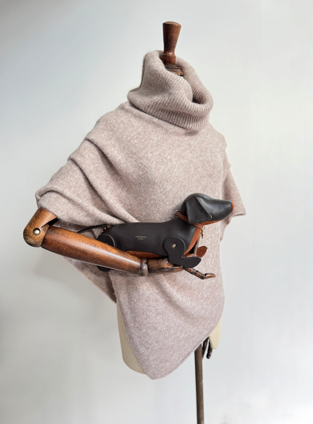 Knitted Roll Neck Poncho Oat Marl