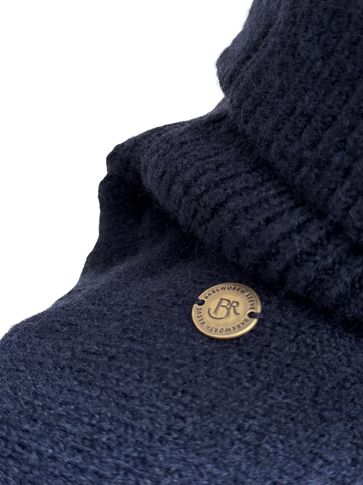 Knitted Roll Neck Poncho Navy Marl