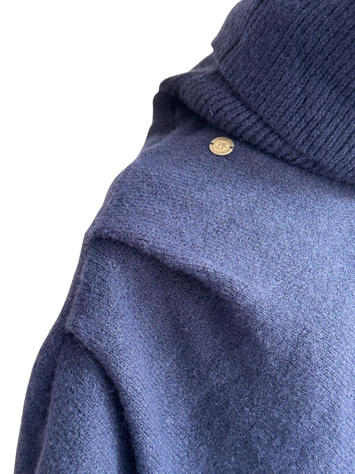 Knitted Roll Neck Poncho Navy Marl