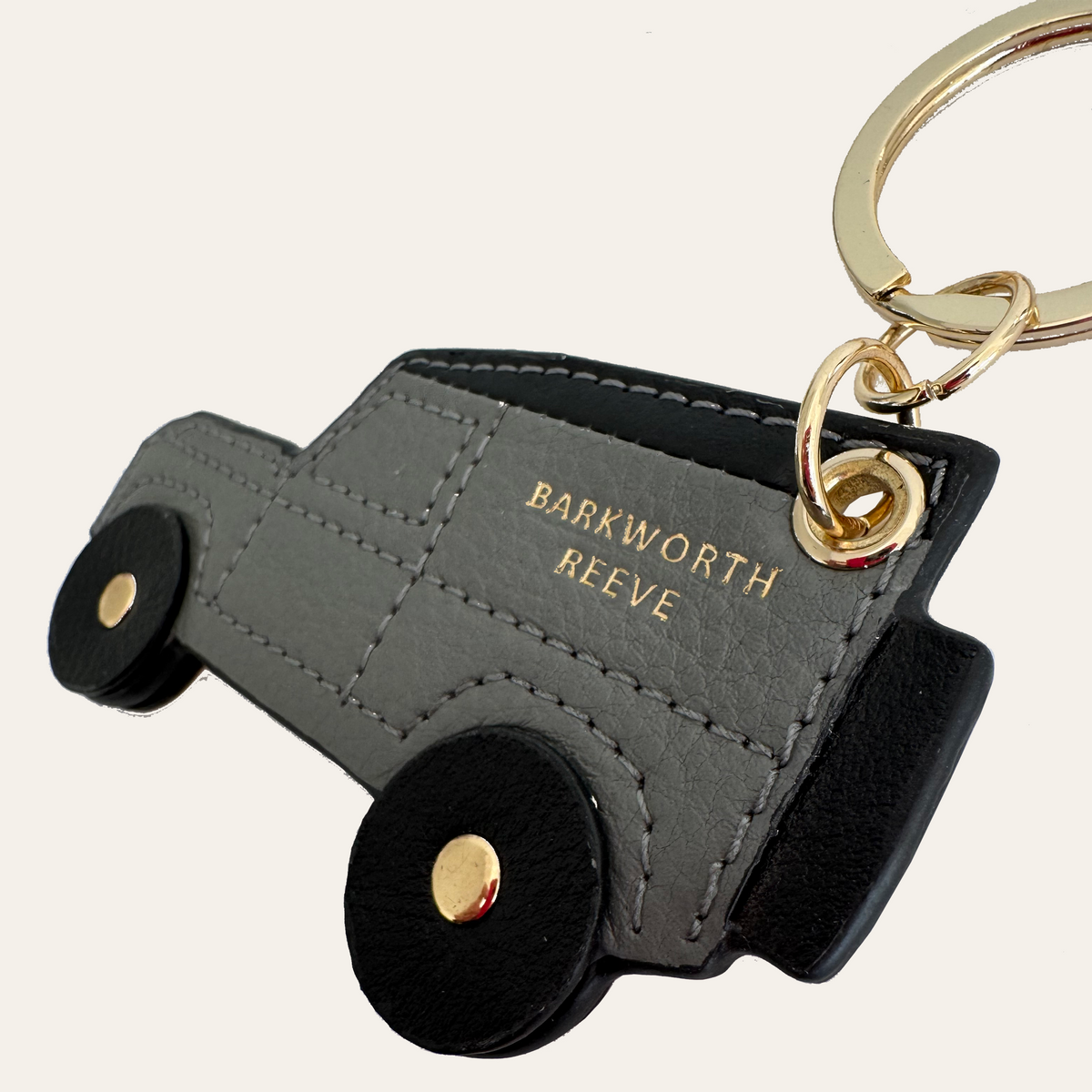 Off Road 4x4 keyring Grey & Black Leather