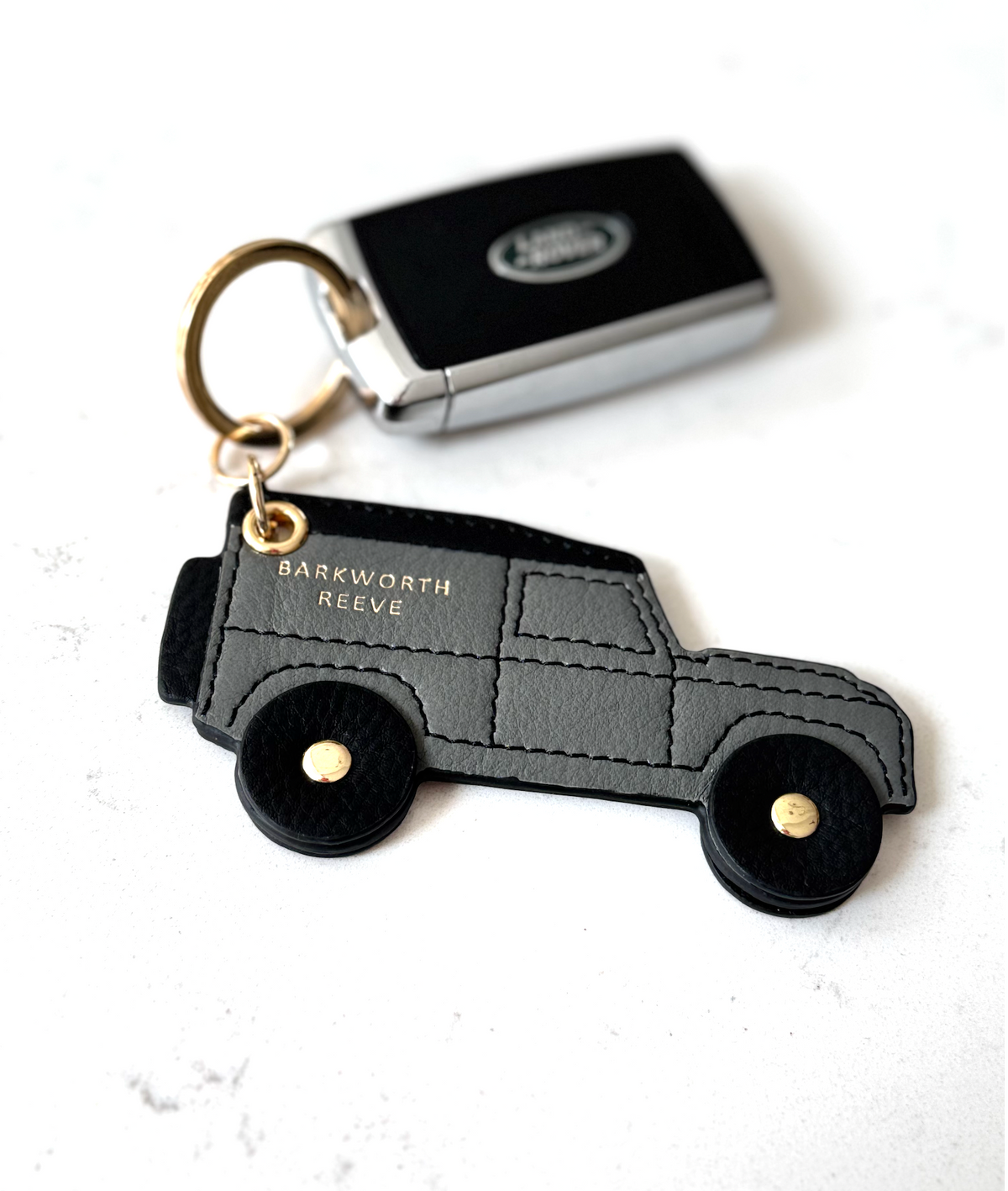 Off Road 4x4 keyring Grey & Black Leather