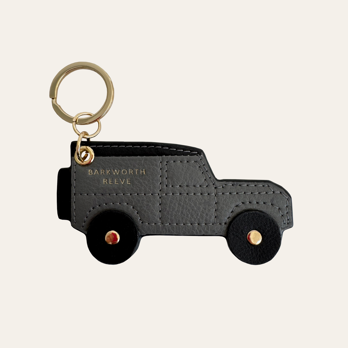 Off Road 4x4 keyring Grey & Black Leather
