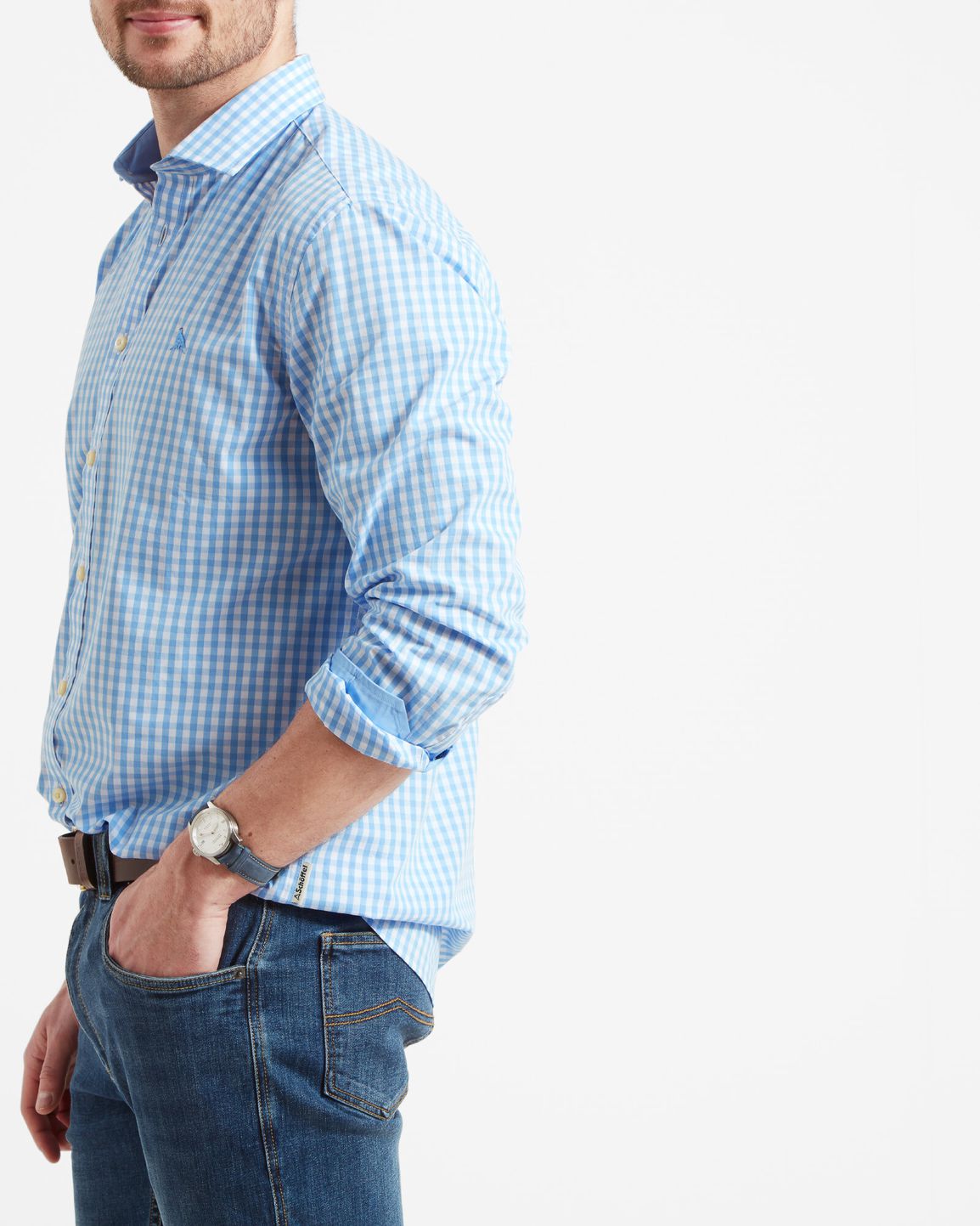 Thorpeness Tailored Shirt Blue Check