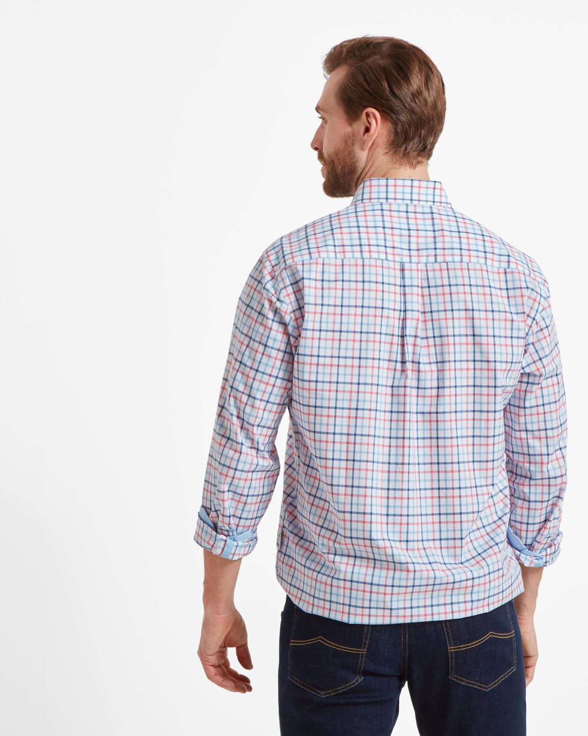 Holkham Classic Shirt Sky Blue/Sun Coral