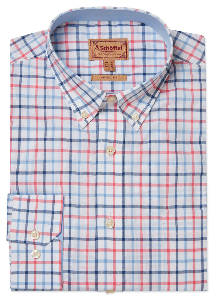 Holkham Classic Shirt Sky Blue/Sun Coral