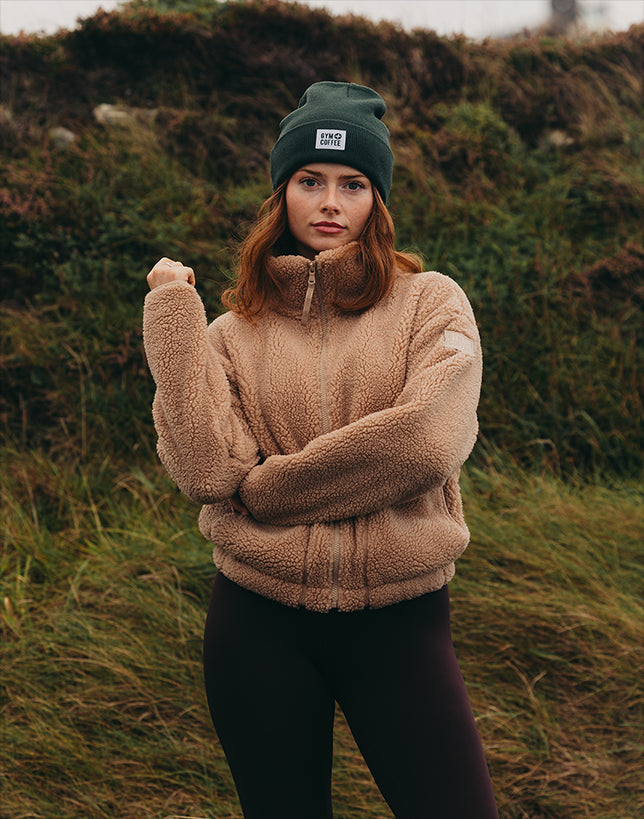 Industry High Collar Fleece Jacket Sandstone