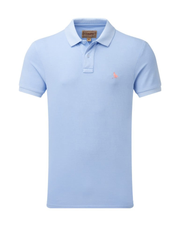 St Ives Garment Dyed Polo Shirt Pale Blue