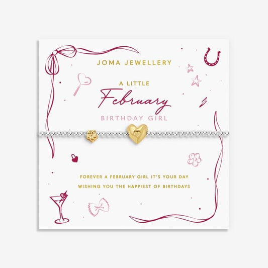 Birth Month A Little 'February' Bracelet in Silver and Gold Plating