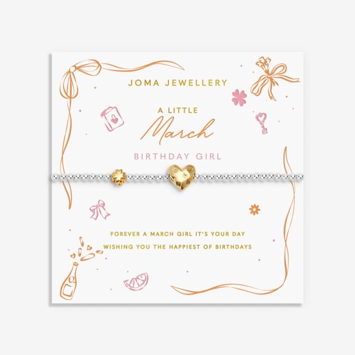 Birth Month A Little 'March' Bracelet in Silver and Gold Plating