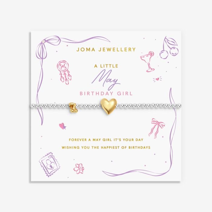 Birth Month A Little 'May' Bracelet in Silver and Gold Plating