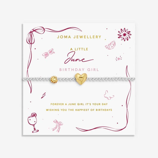 Birth Month A Little 'June' Bracelet in Silver and Gold Plating