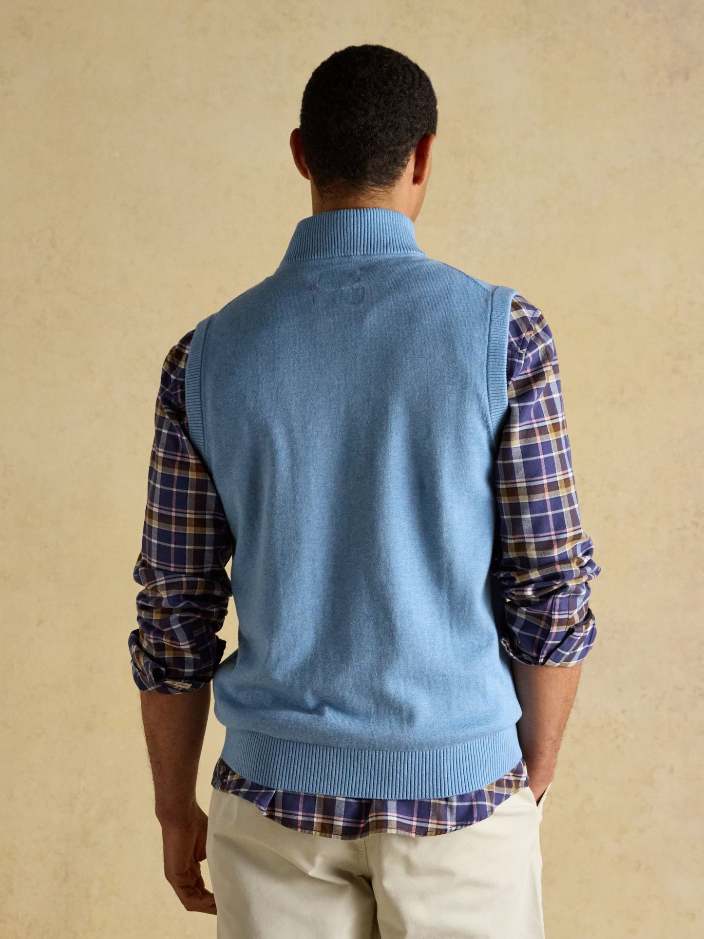 Hillside Light Blue Quarter Zip Knitted Tank Top