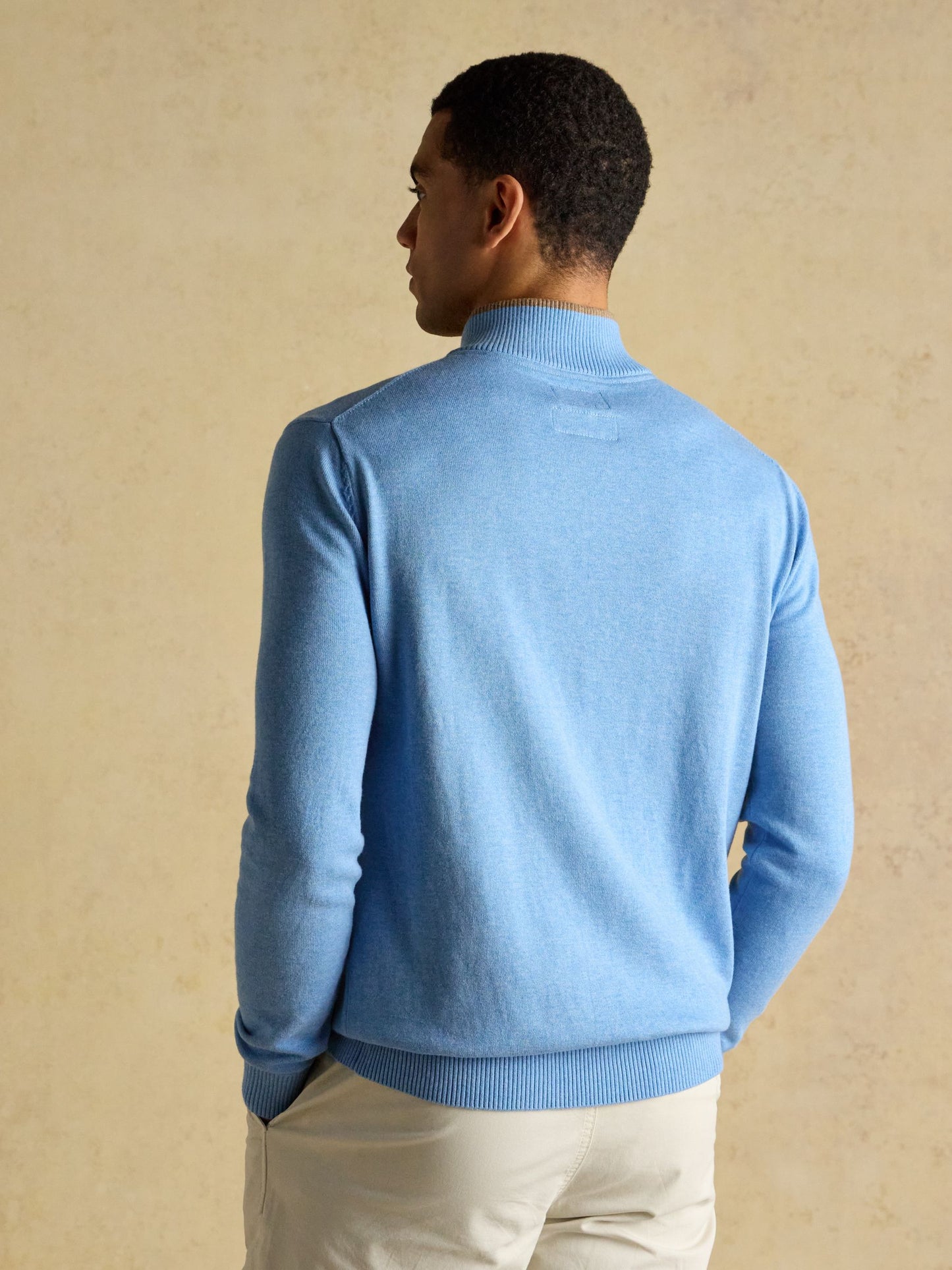Hillside Light Blue Quarter Zip Knitted Jumper