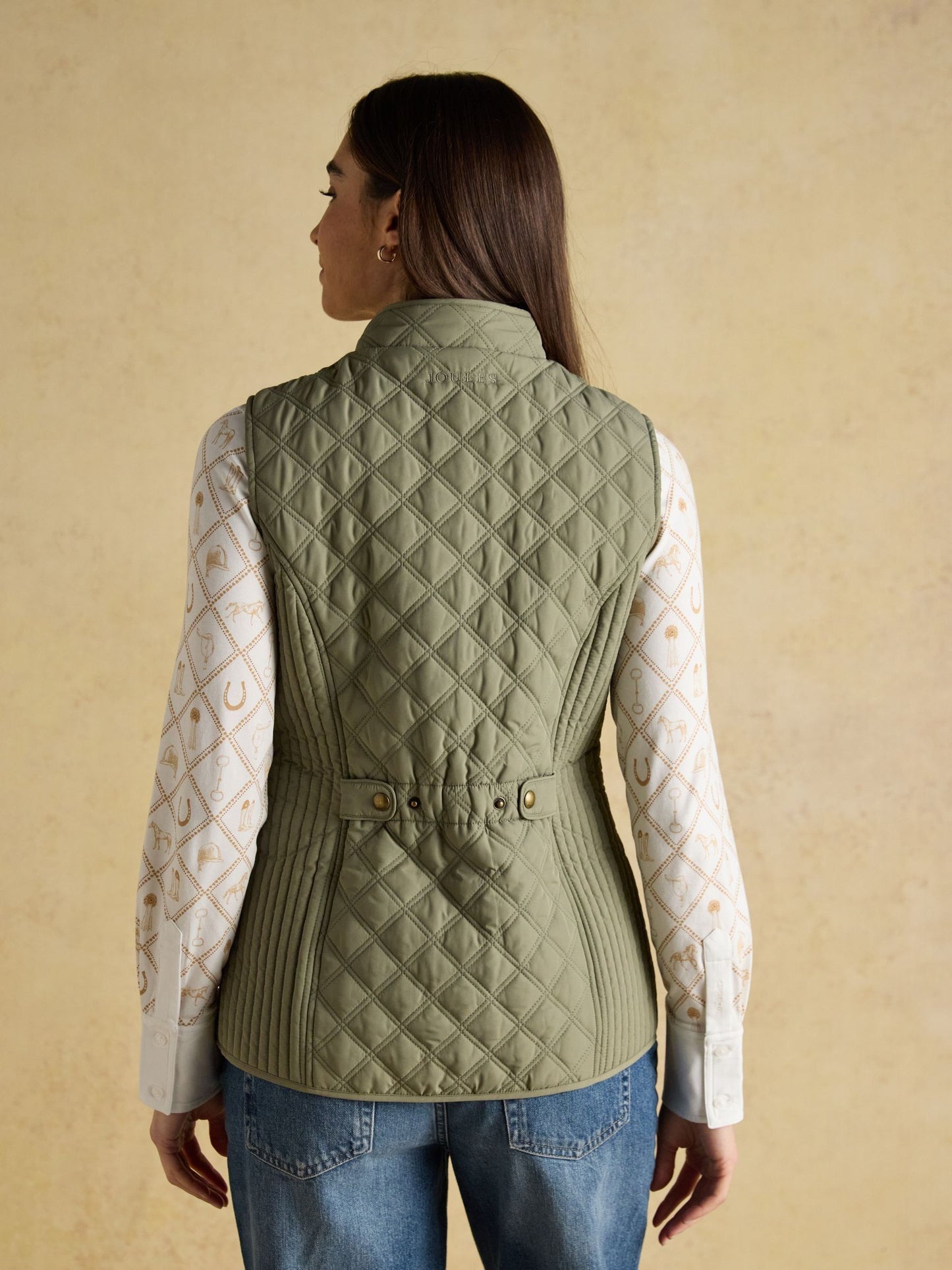 Minx Sage Green Showerproof Diamond Quilted Gilet Sage Green