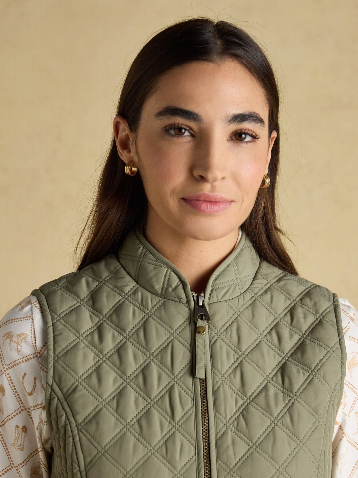 Minx Sage Green Showerproof Diamond Quilted Gilet Sage Green
