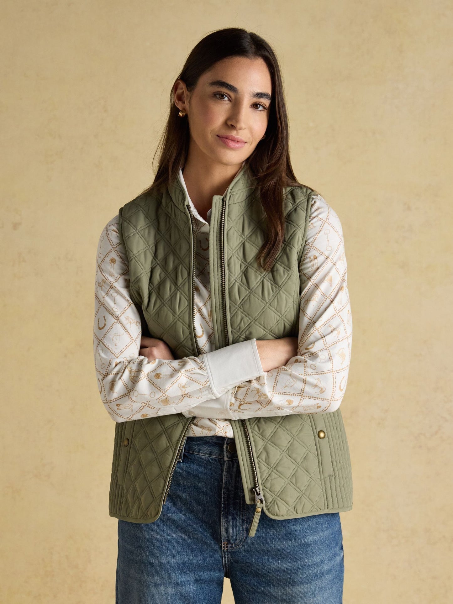 Minx Sage Green Showerproof Diamond Quilted Gilet Sage Green