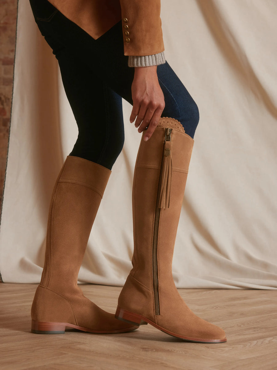 Regina Tan Flat Knee-High Boots - Regular Fit