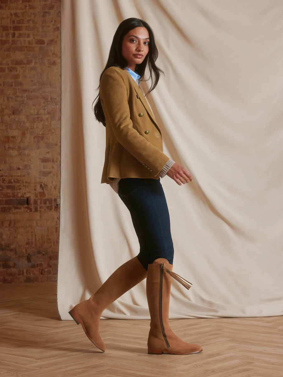 Regina Tan Flat Knee-High Boots - Regular Fit