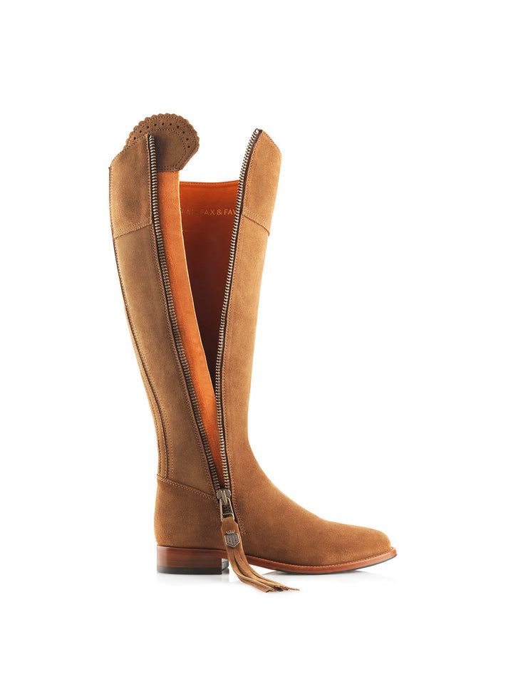 Regina Tan Flat Knee-High Boots - Sporting Fit