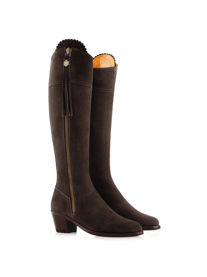 Regina Chocolate Heeled Knee-High Boots - Regular Fit