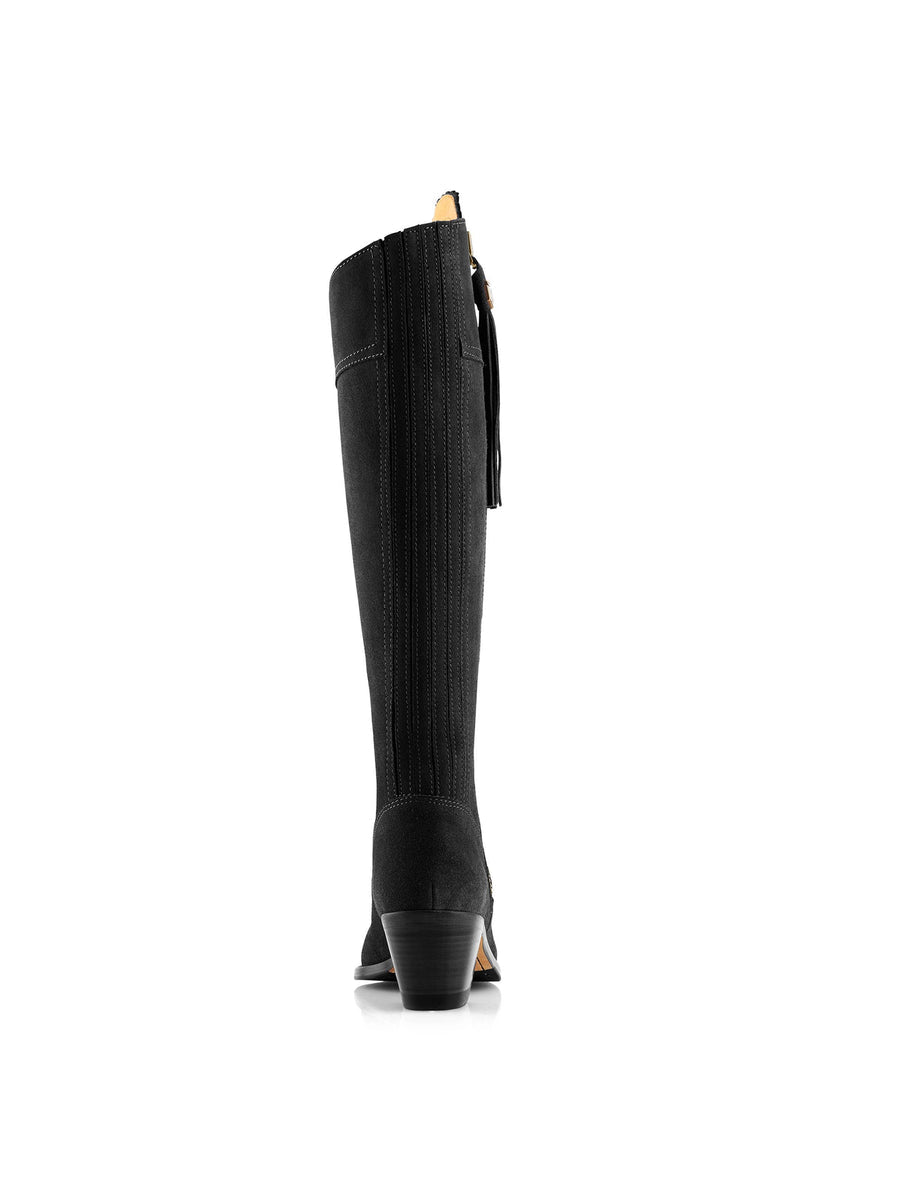 Regina Black Heeled Knee-High Boots - Regular Fit