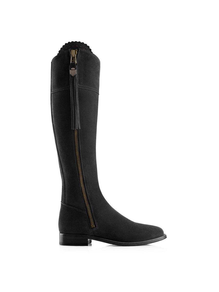 Regina Black Flat Knee-High Boots - Regular Fit