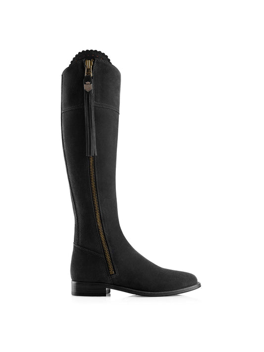 Regina Black Flat Knee-High Boots - Regular Fit