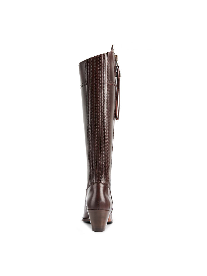 Regina Mahogany Leather Heeled Knee-High Boots - Narrow Fit