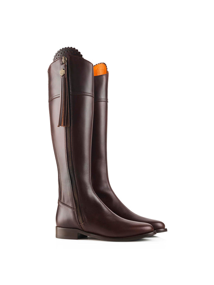 Regina Mahogany Leather Knee-High Boots - Regular Fit