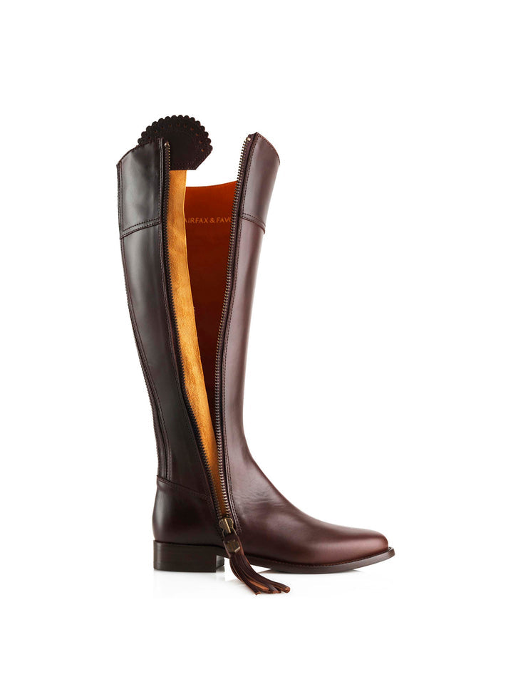 Regina Mahogany Leather Knee-High Boots - Regular Fit