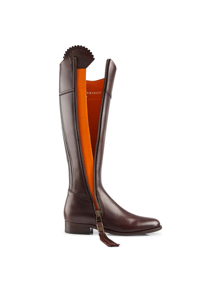 Regina Mahogany Leather Flat Knee-High Boots - Narrow Fit