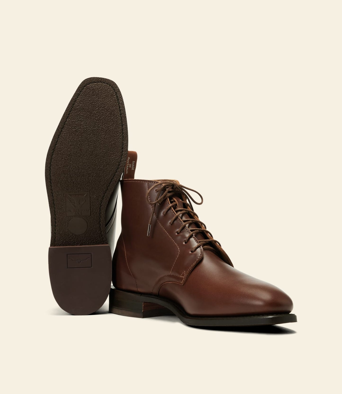 Craftsman Lace boot – cafe pull-up leather