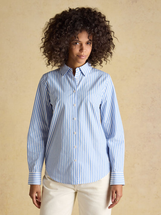 Classic Fit Blue Stripe Poplin Shirt
