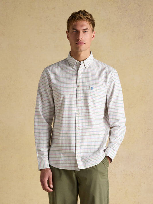 Oxford Classic Fit White Check Long Sleeve Cotton Shirt