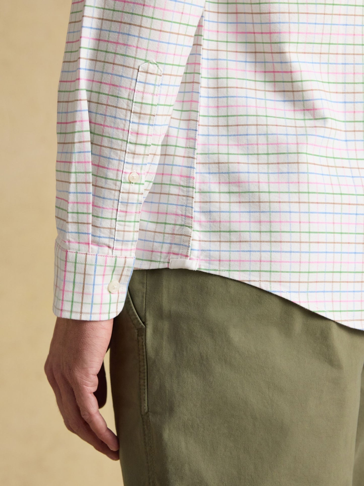 Oxford Classic Fit White Check Long Sleeve Cotton Shirt