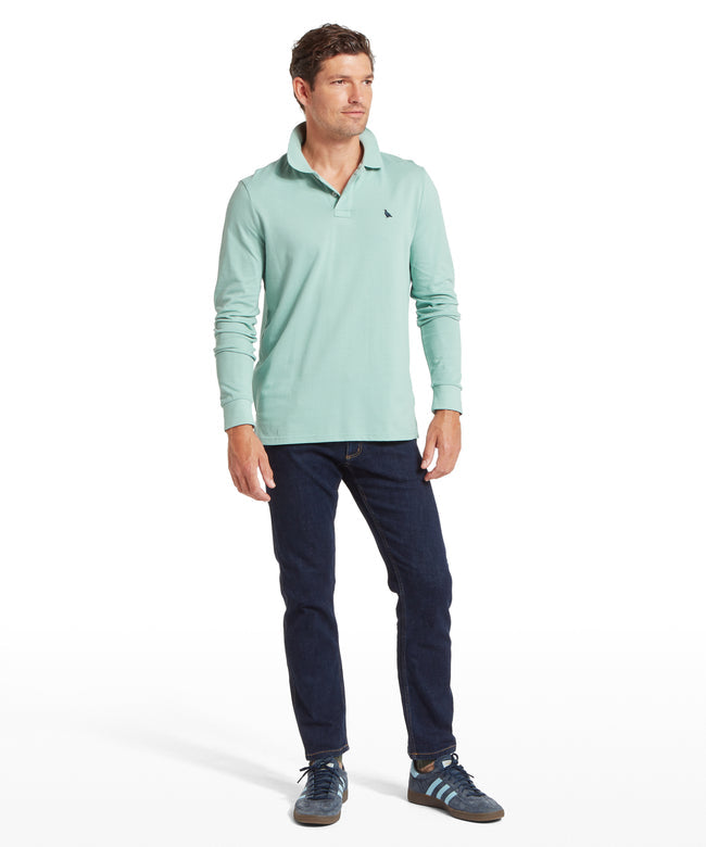 St Ives long Sleeved Polo Shirt Surf Blue
