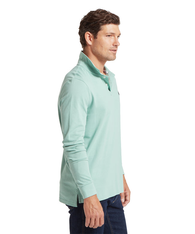 St Ives long Sleeved Polo Shirt Surf Blue