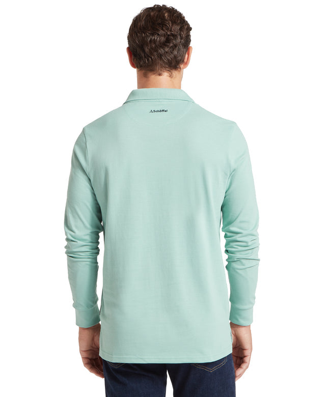 St Ives long Sleeved Polo Shirt Surf Blue
