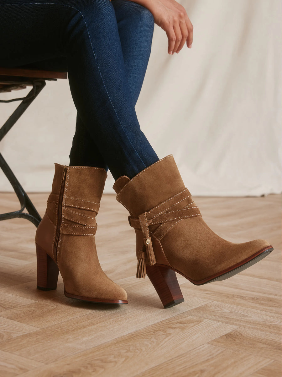Dorset Tan Heeled Ankle Boots