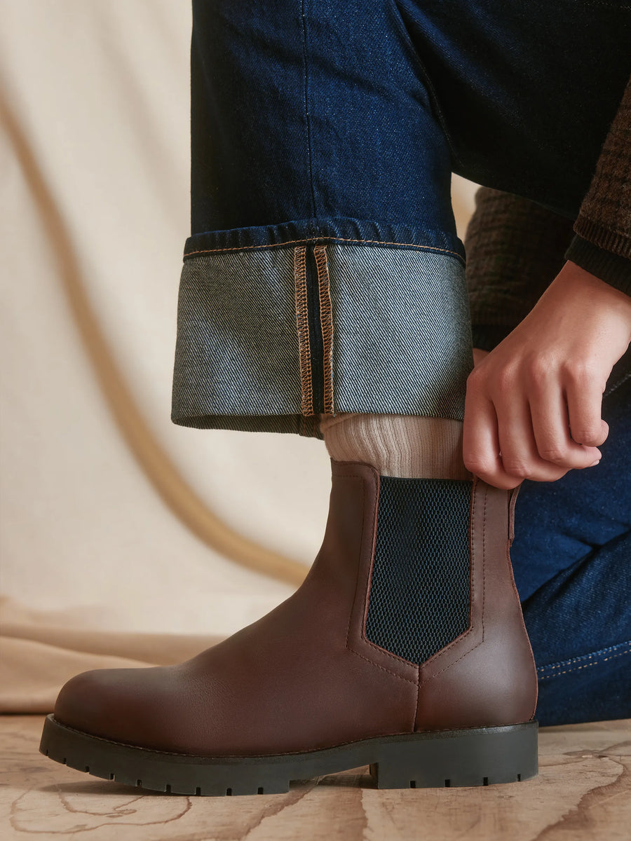 Boudica Mahogany Leather Sheepskin Ankle Boot
