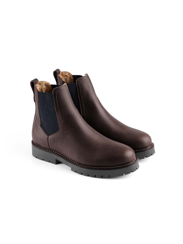 Boudica Mahogany Leather Sheepskin Ankle Boot