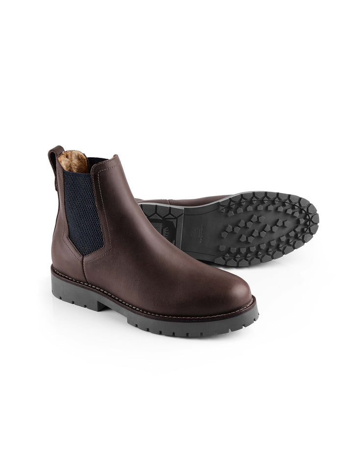 Boudica Mahogany Leather Sheepskin Ankle Boot
